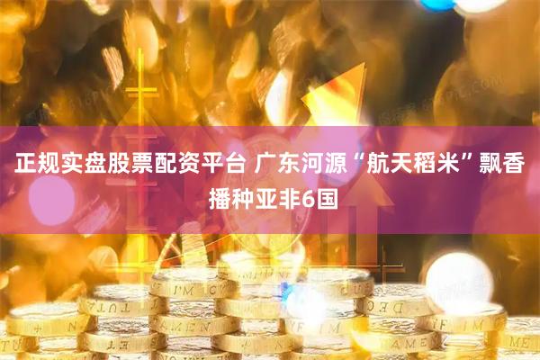 正规实盘股票配资平台 广东河源“航天稻米”飘香 播种亚非6国